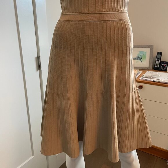 Pink Tartan Stretch Ballet Dress Fit & Flare Ribbed Viscose Nylon Camel/Tan XS - Picture 5 of 15